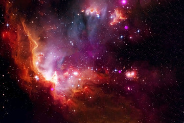 The cosmic nebula is red Elements of this image were furnished by NASA