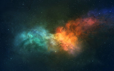 Space background Colorful nebula shaped on eagle bird Elements furnished by NASA